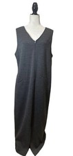 Talbots Women's Large Wool Charcoal Gray Sweater Dress Sleeveless Zip USA