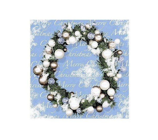 20 Servietten Broste Copenhagen Weihnachten Wreath Kranz Silber Weiss 33X33Cm-image