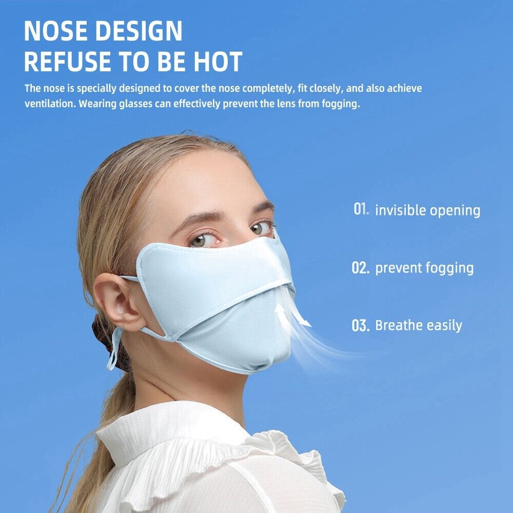 2pcs Breathable Face Mask UV Sun Protection Face Shield Ice Silk