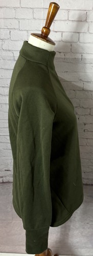 Pullover Sweatshirt Women’s Army Green Top L Long Sleeve Zip Neck - Picture 3 of 4