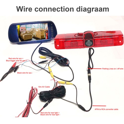 7" Mirror Monitor + Brake Light Backup Camera For GMC Savana Chevy Express van - Picture 18 of 19