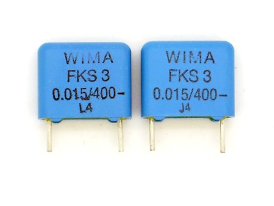 2x 0,015µF 400V- WIMA FKS-3, RM10, 0.015/400- (15nF,0,015uF,Kondensator)G163