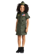 Dress Up America Fighter Pilot Costume for Girls - Air Force Top Gun Pilot Dress