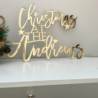 BANI DEKO individuell Weihnachten AT THE Namensschild Willkommen festlich Weihnachtsdeko Geschenk