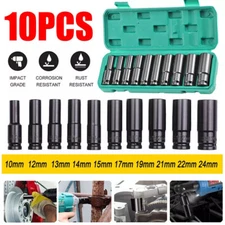 Impact Sockets Set 48pcs 6-Point 10-24mm 1/2in Drive Bit Ratchet Tool Kit Case