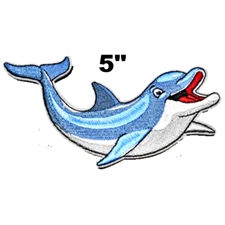 Dolphin Embroidered Iron On Applique Patch Souvenir Kids Crafts Decorative Fun
