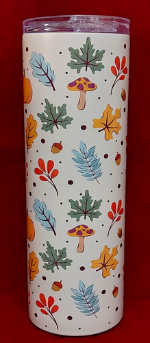 Herbstmotiv 22 Unzen Edelstahl 8,5" dünner Becher mit Deckel NEU!