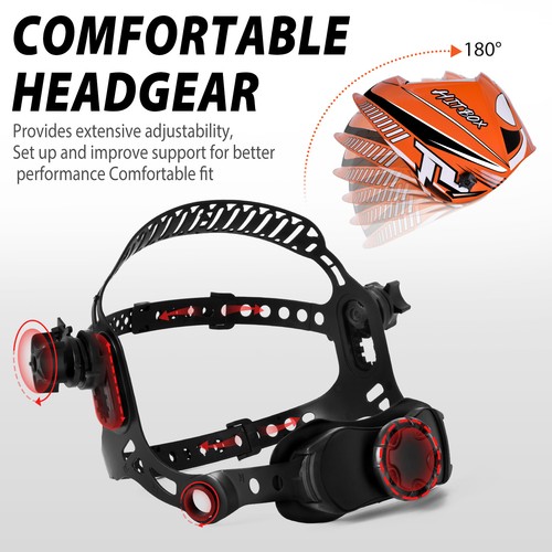 HITBOX Large View Solar Auto Darkening Welding Helmet Arc Tig Mig Mask W/Gloves - Picture 6 of 17