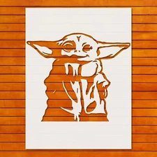 Grogu Unique Artistic Handmade Stencil Template Reusable for Wall Art, DIY Craft