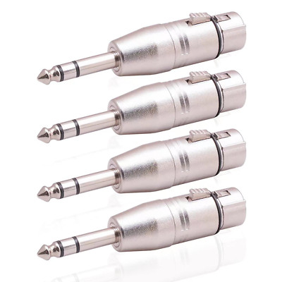 4 Pack XLR Female to 1/4'' TRS Adapter, Balanced Female XLR to Quarter Inch 6.35M