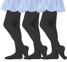 80 Denier Girls Tights with Full Footed School Ballet Dance Tights for Kids f...