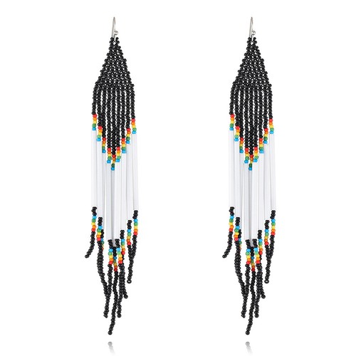BOHO Seeds Beaded Earrings Fringe Tassel Bohemian Dangle Drop Handmade Jewelry - Picture 14 of 15