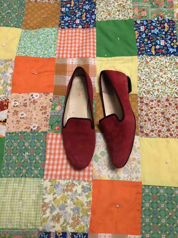 Zapatillas para fumar cole haan de terciopelo rojo para mujer Foto 4 de 4