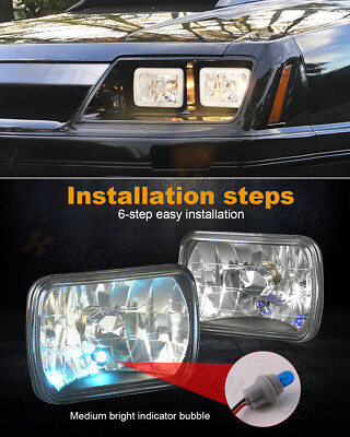 For Dodge D100 D150 D250 D350 81-93 Pair 7x6 LED Headlights Hi/Lo Turn