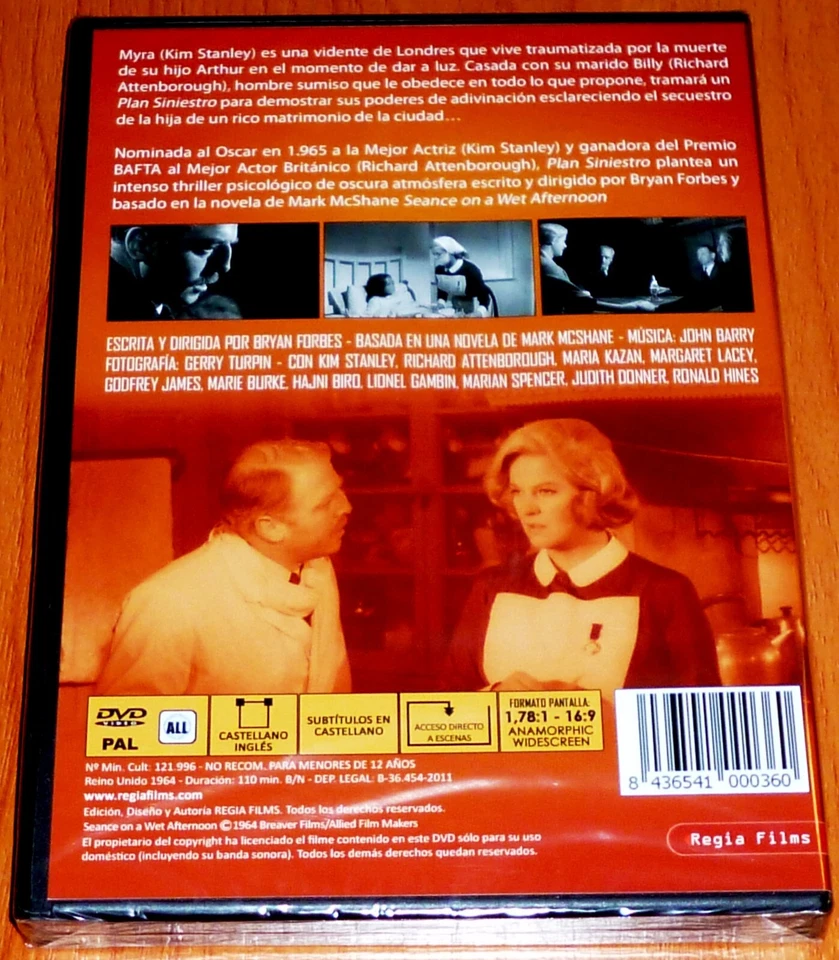 PLAN SINIESTRO / Seance on a Wet Afternoon (Dvd) English Español - Precintada . - Imagen 2 de 2