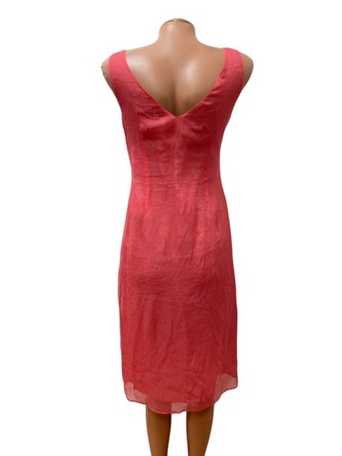 MAX&CO by MAX MARA Gr. DE 34 / XS 100% Seide Kleid Korallenfarbe BEstickt - Bild 3 von 6