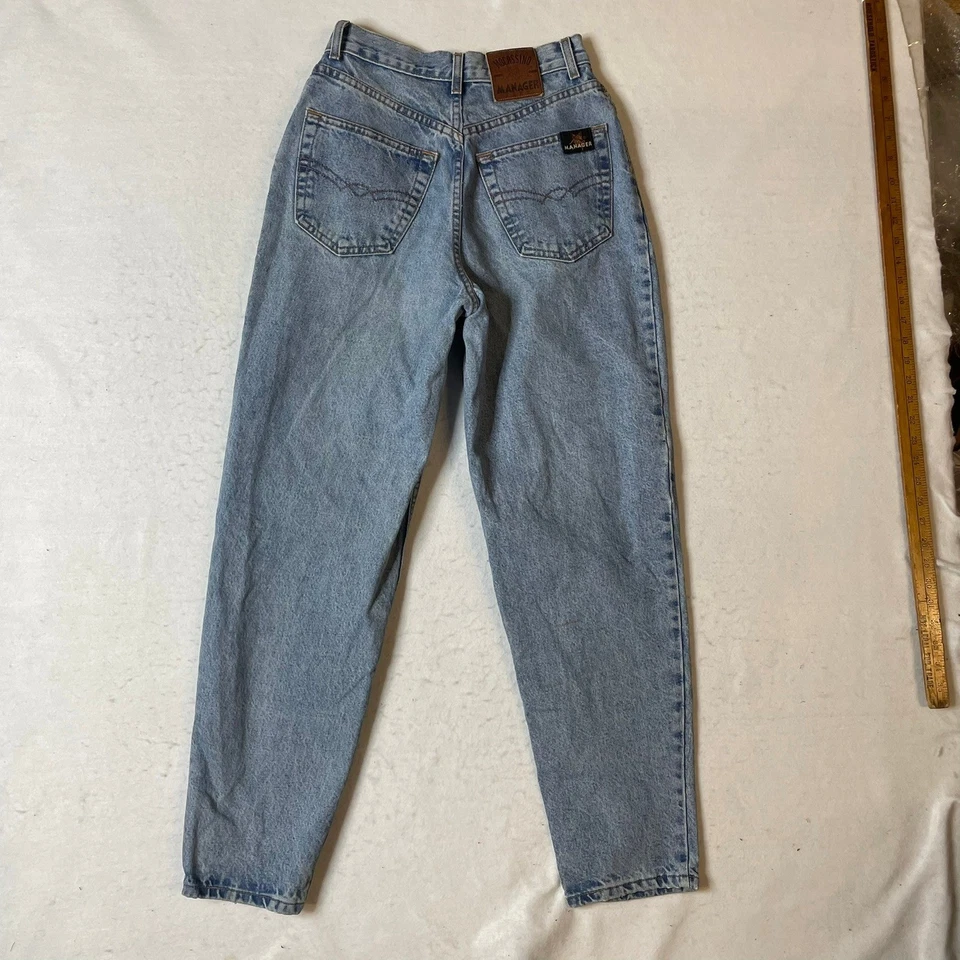 Pantalones de mezclilla vintage Manager Mocassino para mujer 29 lavado claro tiro alto pierna recta Foto 4 de 4