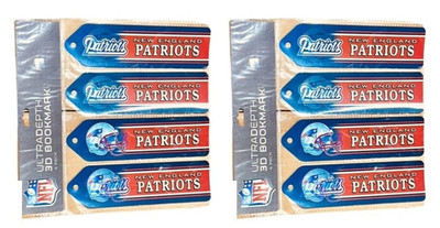Lot 2 NFL 4 Pack 3D Ultradepth 8 Bookmarks NEW ENGLAND PATRIOTS School Reading