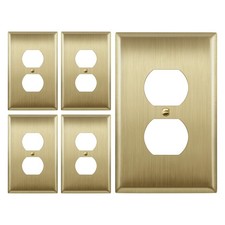 LIDER Duplex Receptacle Metal Wall Plate, Mid-Size 1-Gang, 5-Pack  Stainless...