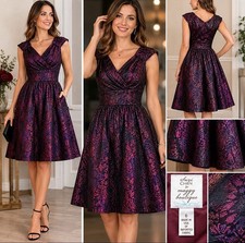 Suzi Chin for Maggy Boutique Burgundy Brocade Jacquard Cocktail Dress 6 RARE