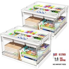 24QT 2Packs Clear Craft Organizers and Storage with Trays, Art 24QT 2 Packs