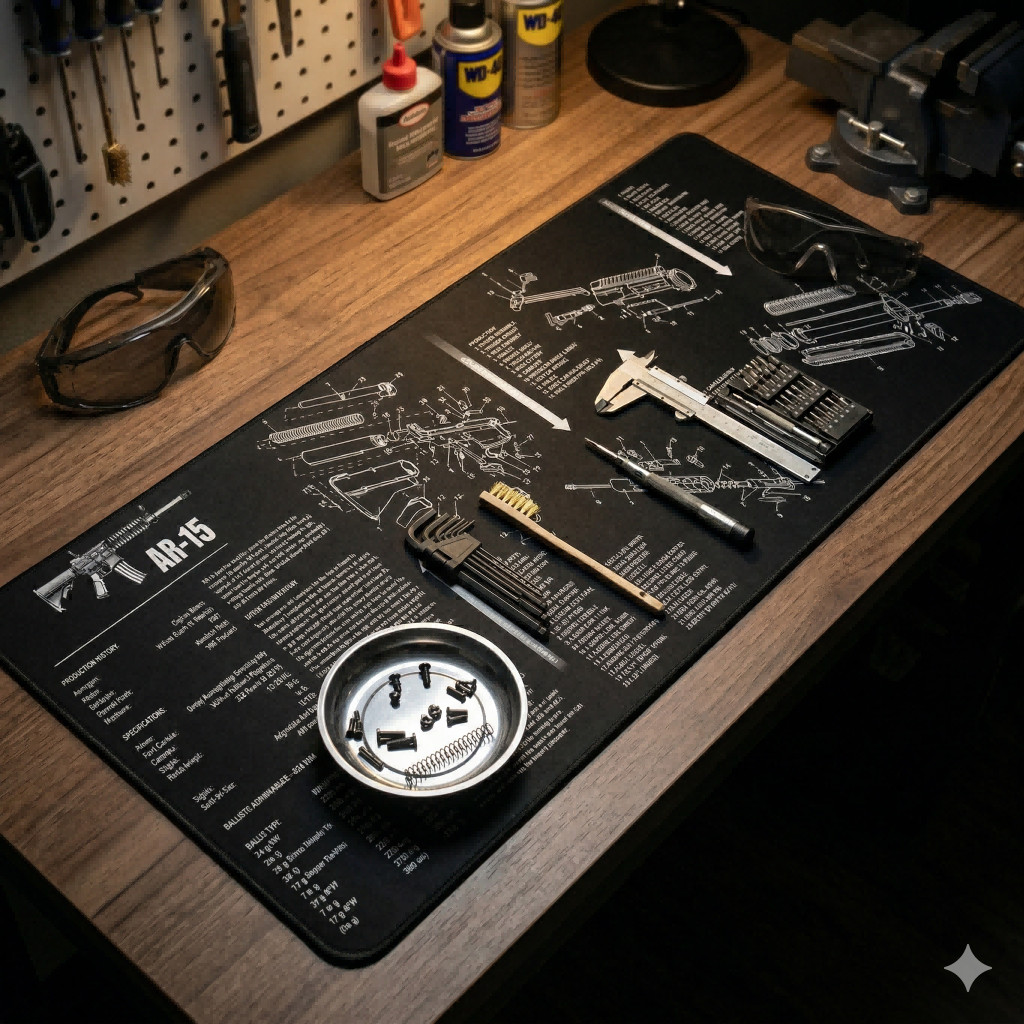 AR-15 Tactical Gun Cleaning Mat 35.4*15.7 Heavy-Duty Non-Slip Armorer Bench Pads