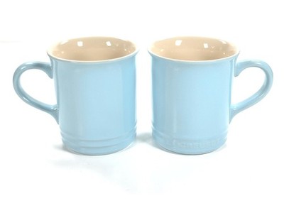 Le Creuset Stoneware Vancouver Coffee Mugs 14oz ~ SKY BLUE ~ Set of 2