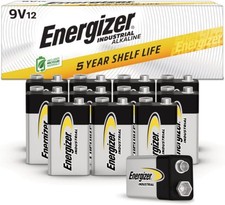 Energizer Industrial 9V Alkaline Batteries Long Lasting 5 Year Shelf Life 12 Pk