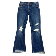 MOTHER The Insider Crop Step Fray "Wicked Wildflower" Dark Blue Jeans Size 28