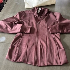 Yogalicious Brown Wine Full Zip Active Jacket Pockets Stretch Mock Neck Wm Small