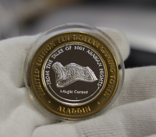 Aladdin Las Vegas NV Casino $10 Gaming Token .999 Fine Silver Strike..