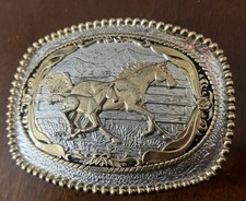 Vintage Award Design Klamra paska Duże konie Ręcznie projektowana GP i SP