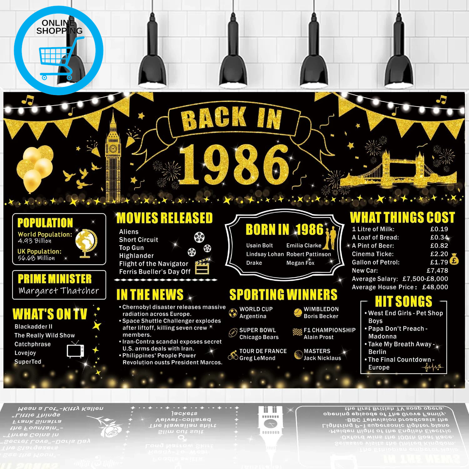 40Th Birthday Party Decoration, Back in 1986 Happy Birthday Banner Background Pa