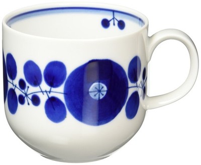 Hakusan Porcelain Mug, Blue Bloom Wreath, Approx. 8.7 X 8.2 Cm, 360 Ml, Hasami _
