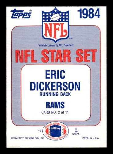 1984 TOPPS SEND IN ERIC DICKERSON RC ROOKIE CARD - Foto 2 di 2