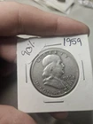 1959 Franklin Half Dollar 90% Silver Coin