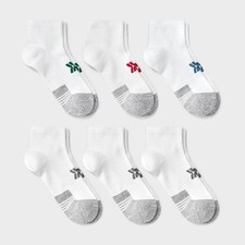 All in Motion Boys' Ankle Socks 6 pk size Large shoe size 3-7 White NEW