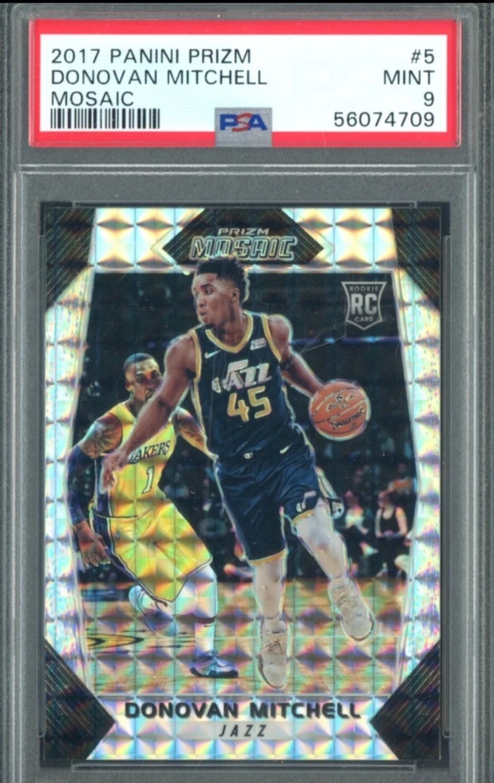 2017 Panini Mosaic Prizm #5 Donovan Mitchell Utah Jazz RC Rookie PSA 9 MINT