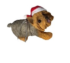 Yorkie Yorkshire Terrier Dog Hanging Christmas Ornament Santa Hat