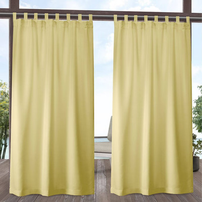 (2) MARTHA STEWART EVERYDAY 100% Cotton Tab-Top Panels (41'' x 84'') ~ Pale Yellow