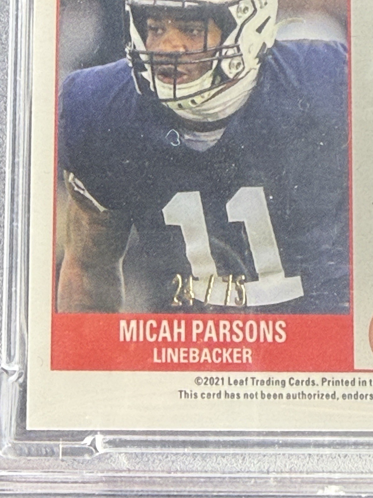 2021 Pro Set Micah Parsons Auto RC /75 PSA 10 Blue Prizm XRC Pop 2 view 3