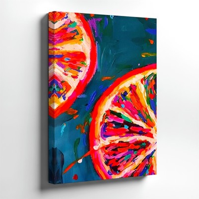 Wall Art Abstract Citrus Slice Painting Colorful Fruit Kitchen Canvas Decor