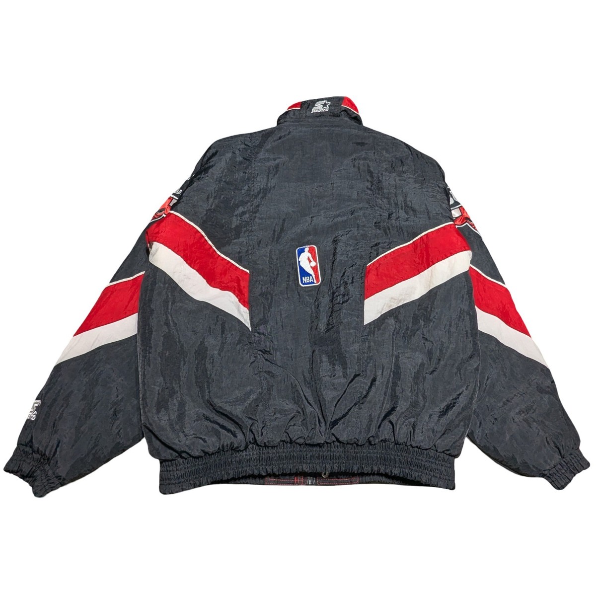 🔥👀VINTAGE RARE 1993 Chicago Bulls BLACK STARTER Zip Puffer