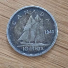 1940 CANADA - KING GEORGE VI - SILVER DIME - FREE US SHIPPING