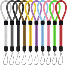 10-Pack Adjustable Nylon Wrist Straps for Phones, Keys, and Devices - Colorful