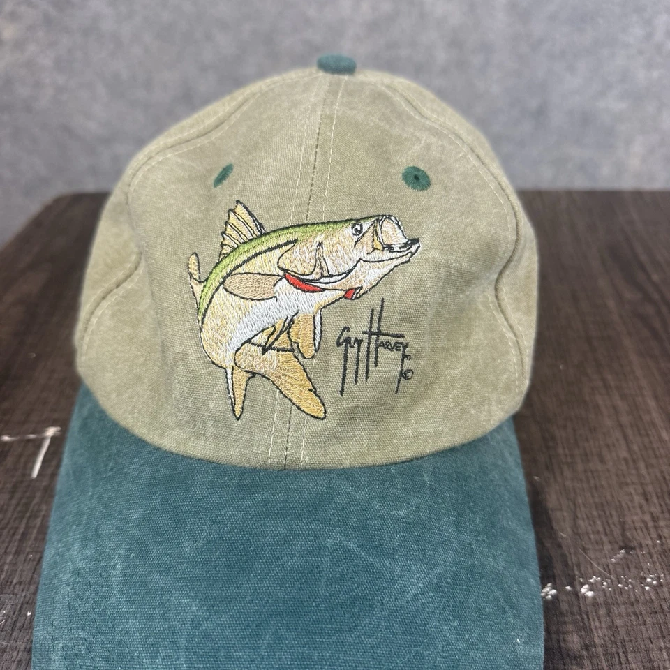 De Colección Guy Harvey Sombrero Gorra Correa de Róbol Espalda Pesca Largo Bill Logo Bordado Foto 3 de 4