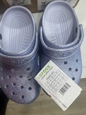 Crocs Classic Glitter Clog Kids Purple Size J2 Slip On Synthetic 206993-4PC