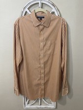 BANANA REPUBLIC NON IRON CLASSIC FIT large 16/16.5 ORANGE STRIPE LONG SLEEVE
