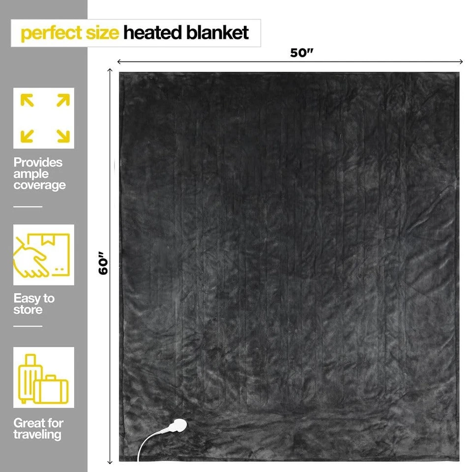 Manta térmica, lavable a máquina manta eléctrica extremadamente suave y cómoda T Foto 3 de 4