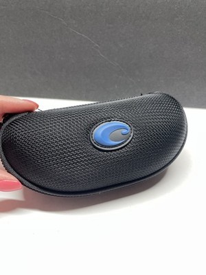 Costa Black Hard Shell Sunglasses Case Blue Logo Zipper Closure Padded W/Cloth